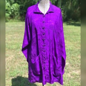 FINAL Vintage Purple Floral Button Down Blouse